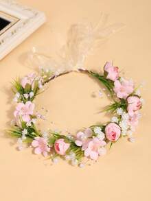 1 chiếc vương miện hoa hồng giả cho bé gái, kiểu Mori, hoa nhỏ giả, băng đô cài tóc bằng chiffon đính sao có thể điều chỉnh, phụ kiện tóc phù hợp cho kỳ nghỉ và chụp ảnh. - Nhiều màu - Xem 14