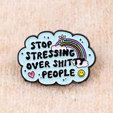 可爱“别再为 TY PEOPLE 而烦恼”珐琅别针胸针松针翻领别针徽章背包服装配饰珠宝礼品 - NR12256 - 查看 7