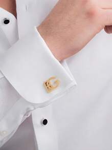 2pcs Customized Stainless Steel Overlapping Letter Cufflinks - Fashionable And Stylish, Personalized Business Accessory, Suitable For Work, Casual Wear, Weddings, Birthdays, Graduations Or Corporate Events