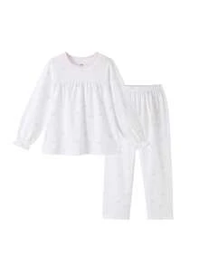 Annil Kinderkleidung, Mädchen- und Teenager-Rundhals-Langarm-Sets, herzförmig bedruckte Prinzessin-Stil Hausanzüge für den Herbst