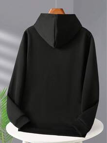 Men'S Navy Blue Messi Soccer Graphic Hoodie - Long Sleeve Pullover With White Logo, Casual Fall/Winter Outdoor Wear, Regular Fit, Front Pocket Detail, Pullover Hoodie - 黑色 - 查看 3