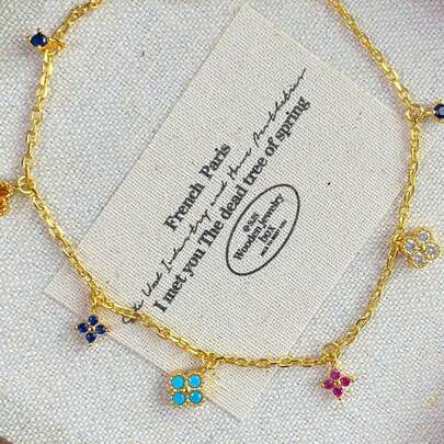 1pc Exquisite Summer Dopamine Rainbow Candy Starry Sky Zirconia Bracelet Ladies Jewelry For Women 925 Sterling Silver Elegant Minimalist Chain Bracelet Fine Jewelry Gift For Sisters Friendship