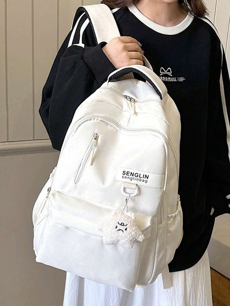 大容量女童背包学院风情侣返校百变背包女士新款户外徒步背包电脑包旅行包无吊坠。