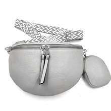 Stylish Fanny Pack With An Additional Pouch And Adjustable Strap - Grey - View 4