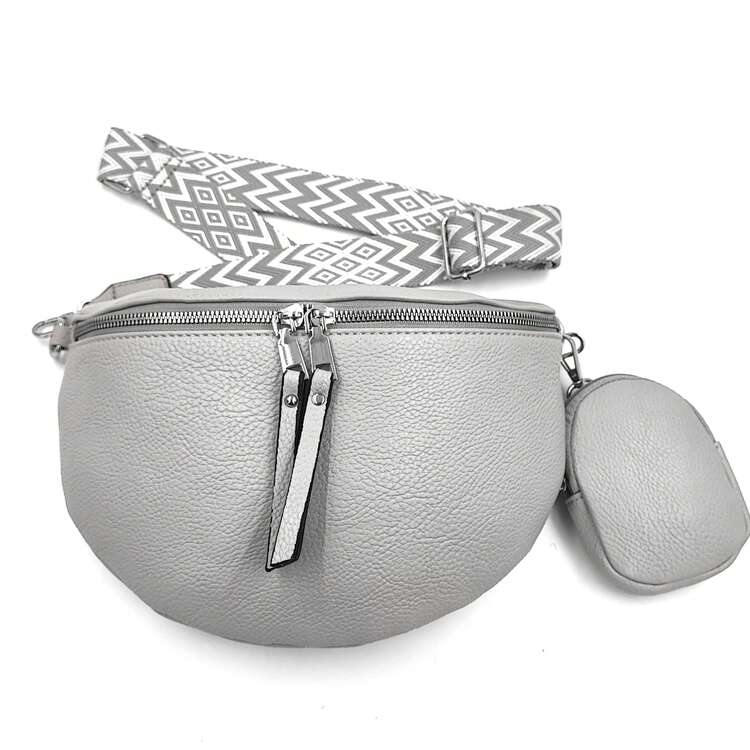 Stylish Fanny Pack With An Additional Pouch And Adjustable Strap - Grey - View 4