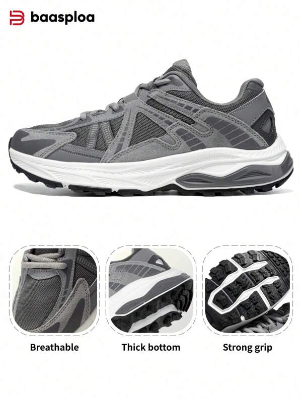 baasploa Baasploa New Men's Running Shoes Outdoor Casual Lightweight Mesh Ventilation Sneakers Men's Cushioned Vintage Sports Shoes Brand Men's Shoes