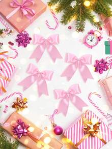 10 piezas/5 piezas - Lazos de cinta de satén rosa para decoraciones de árbol de Navidad, adorno de lazo para corona de Navidad para embalaje de regalo, decoración del hogar, cerca, chimenea, boda y fiesta