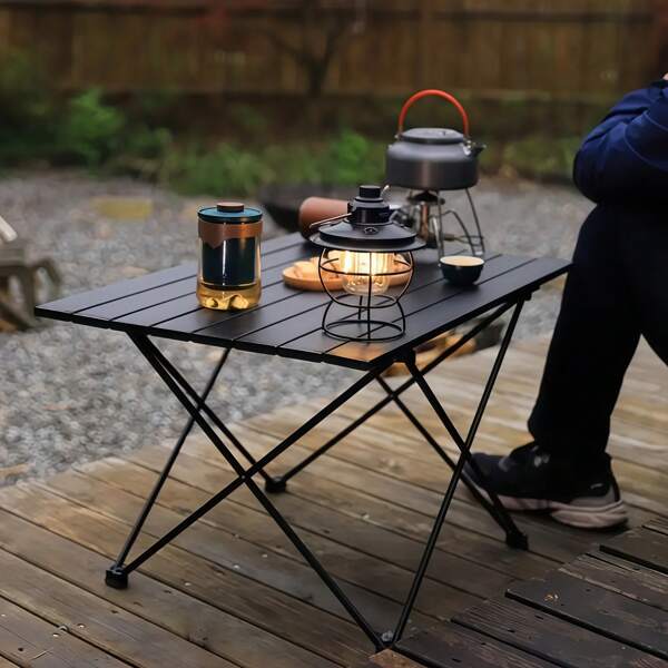 1 Table pliante en alliage d'aluminium 7050, antirouille et résistante aux rayures, adaptée au camping en plein air, aux pique-niques et aux barbecues.