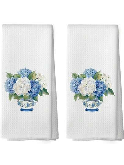 2 Pcs Kitchen Dish Towels, 16x24 Inch, Floral Summer Spring Decor Accessories For Bathroom Home, Hand Towels Kitchen Tea Towels Decorations, Set Of 2