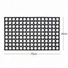 Honeycomb Outdoor Rubber Ring Entrance Floor Door Mat Ring , Rubber Drainage Mat, Indoor Outdoor Entrance Mats,Heavy Duty Outdoor Door Mat For Commercial Kitchen, Restaurant, Bathroom, 75x45cm,1.3cm Thick - 黑色 - 查看 6