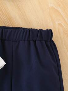 1 conjunto de terno formal para bebê menino, smoking para presente de festa de aniversário e casamento, conjunto 2 em 1 de blusa de manga comprida + calça, roupa de batizado para cavalheiro, presente de Natal, roupas para criança de 1 ano, terno para festa escolar - Azul marinho - Ver 7