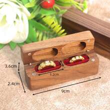 1pc Customized Wooden Ring Box, Oblong Dual Ring Box, Magnetic Jewelry Box With Personalized Engraving, Dual Slots, Wedding Ring Exchange Box, Jewelry Storage Box, Engagement Ring Box, Vintage & Rustic Wedding Ring Holder, Waterproof, Ideal For Wedding Anniversary, Gift For Wife/Husband, Father/Mother, Couples, Bride, Wedding