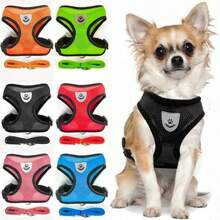 1pc Pet Chest Strap Harness & Leash Set,Pet Chest Harness With A Leash, Pet Cat & Dog Leash With Anti Escape Adjustable Chest And Back Strap,Suitable For All Seasons - Breathable Mesh Dog And Cat Chest Harness,Reflective Pet Leash Vest Harness, Dog Cat Mesh Breathable Vest Type Anti-Slip Walking Lead Rope Outdoor Travel