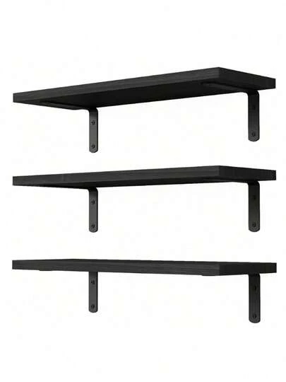Juego de 3 estantes flotantes de madera, estantes decorativos de pared, estante rústico para dormitorio, estantes de almacenamiento para baño, estantes para libros para sala de estar, estante