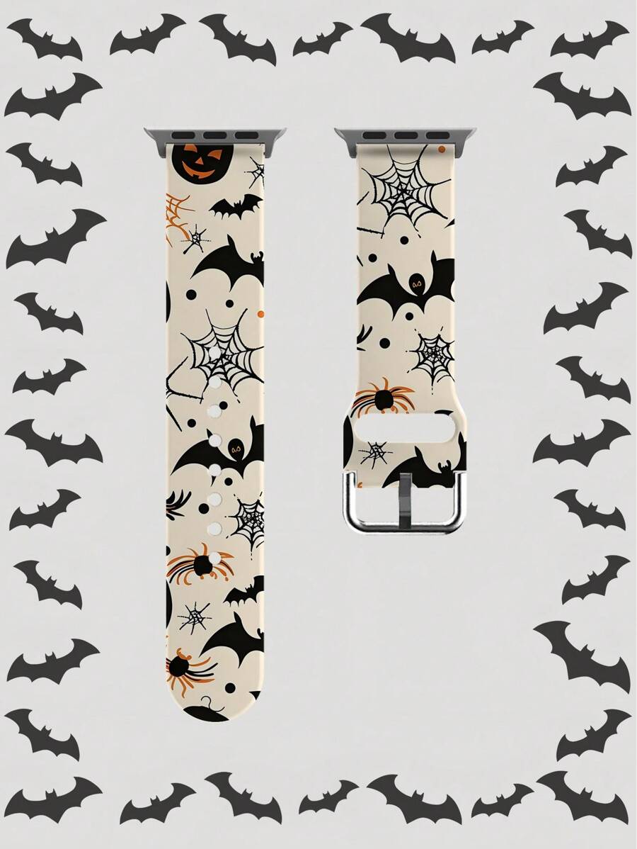 1pc Halloween Spider Web Soft Elastic Breathable Comfortable Wristband Replacement Strap Compatible With Multiple Smartwatch Models, Unisex