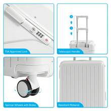 TABU 20 Inch Carry-On Luggage With Foldabel Seat Back, TSA Approved Lock, Telescopic Handle, Silent Wheel And Resistant Material, Yellow/Pink/White - 白色 - 查看 5