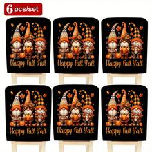 1pc/4pcs/6pcs/10pcs Autumn Series 3 Dwarfs & Pumpkin Pattern Plush Chair Cover, Removable Short Plush Material Chair Protector Slipcover, Suitable For All Seasons, Holiday Decor, For Dining Room, Living Room, Office, Hotel & Home