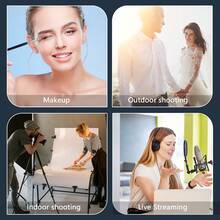 TOKQI 10 英寸 LED 自拍环形灯带桌面三脚架，用于化妆/直播的圆形灯，桌面相机 LED 环形灯带三脚架和手机支架，用于直播/摄影/视频录制/视频博客