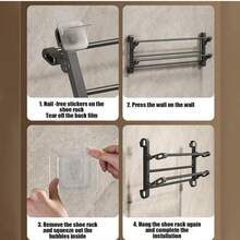 2pcs Wall Mounted Shoe Rack, Shoe Shelf, Shoe Rack For Closet, Shoe Organizer Shoes Rack, Storage Organizer, Shoe Storage, Shoe Rack For Front Door Entrance, Shoe Organizer For Closet, Black - màu đen - Xem 8