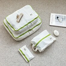 4 件套旅行收纳套装，商务旅行和度假必备，拉链设计行李收纳袋，鞋子和衣服收纳袋，化妆品收纳袋