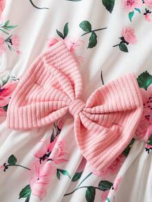 Young Girl Floral Dress With Cardigan Spring Summer Casual Outfits Princess Girls Dresses Suitable For Outdoor Holiday Wear - 粉色 - 查看 7