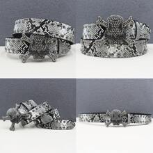 Halloween Multi -Colored Rhinestone Belt Riveted Belts Fashion Exquisite Hip-Hop Jeans Belt Colorful Snake Pattern Punk Western Cowboy Cowboy Belt Casual, Business, Boyfriend Husband Father Dad Men Gift, Daily Wear, Fashion, Teen, Outdoor, Vacation, Athletic, Travel, Street, Boho, Vintage Fall, Autumn, Halloween Autumn-Winter Accessories, Suitable For Teens, Youth, Men, Casual, Outdoor, Athletic, Vacation, Graduation Gifts, Birthday, Daily Wear