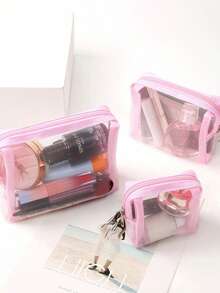 3pcs Light Pink Simple Nylon Mesh Cosmetic Bags, Large Capacity Waterproof Travel Pouch Convenient Storage Bags Bag,Room Decor, Bags,Makeup Bag,Vanity,Travel,Make Up Bag,Travel Essentials,Organizer,Storage,Travel Essential,Makeup Organizer,Makeup Bags,Make Up Organizer,Organiser,Toiletry Bag,Desk Organiser,Cosmetic Bag,Makeup Pouch,Make Up Organize,Vanity Accessories,Make Up Pouch,Make Up Bags,Makeup Bag,Make Up Bag,Makeup Bags,Cosmetic Bag,Makeup Organiser,Travel,Makeup Pouch,Bag,Vanity,Make Up Pouch,Travel Essentials,Pouch Bag,Make Up Bags,Bags,Travel Essential,Vanity Accessories,Small Makeup Bag,Makeup Pouch,Cosmetic Bag,Travel Essential,Large Capacity,Large Makeup Bag - Baby Pink - View 2