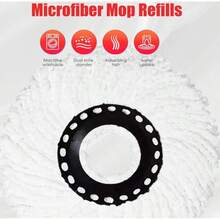 8 Pack Spin Mop Replacement Head For 360° Spin Mop System, Standard Size Round Shape Mop Head Replacement,Spin Mop Refills Replacement Head Microfiber, Machine Washable And Easy Cleaning - White - View 5