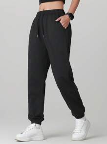 Women'S Outdoor Casual Running Pants - Elastic Waistband Pockets Sports Trousers, Lightweight All-Season Pants, Women'S Athletic Long Pants, Suitable For Gym, Machine Washable, Solid Color Design, Comfortable Fit, Y-Shape Style, Elastic Waist, Ideal For Outdoor Hiking & Sports Enthusiasts Tights