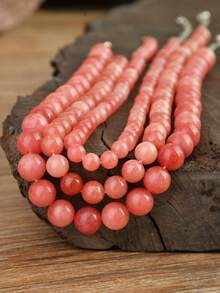 Dây chuyền đá Sunstone thời trang 6mm/8mm/10mm, dây chuyền hạt đá tự nhiên tinh tế (màu đá tự nhiên ngẫu nhiên) - Hồng - Xem 4