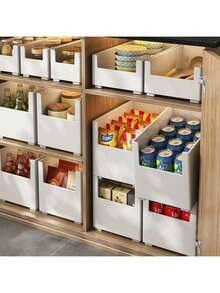 Cabinet Storage Box, Spice Rack, Spice Jar Storage Box, Multi-Function Drawer-Style Plastic Storage Box, Stackable Divided Storage Box, Kitchen Cabinet Storage Box, Miscellaneous Storage Basket, Cutlery Storage Rack, Beverage Can Storage Rack, Kitchen Countertop And Cabinet Storage - Multicolor - View 2