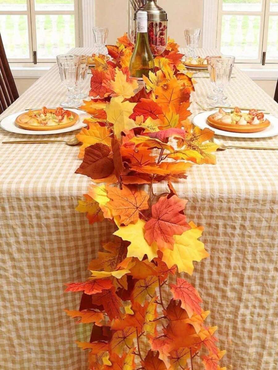 1 件/2 件枫叶花环，68.78 英寸/78.74 英寸人造枫叶秋藤，悬挂秋藤，桌面装饰，场景装饰，园艺装饰 - 可重复使用，适用于家庭聚会、壁炉装饰、婚宴装饰、家庭婚礼派对、家居装饰、前门秋季装饰、室内外装饰、万圣节和圣诞节。