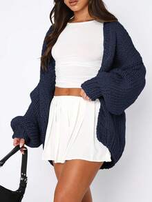 Women's Fall Open Front Cardigan Sweaters Long Sleeve Loose Fit Chunky Knit Outerwear New Years Casual Outfits - Màu xanh hải quân - Xem 6