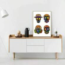 4pcs Skull Coaster Resin Molds, Epoxy Resin Concrete Cement Skull Silicone Molds, Ghost Resin Molds, Gothic Decor Candle Holders For Halloween Party Bar DIY Crafts Home Decor Halloween Decor Room Decor