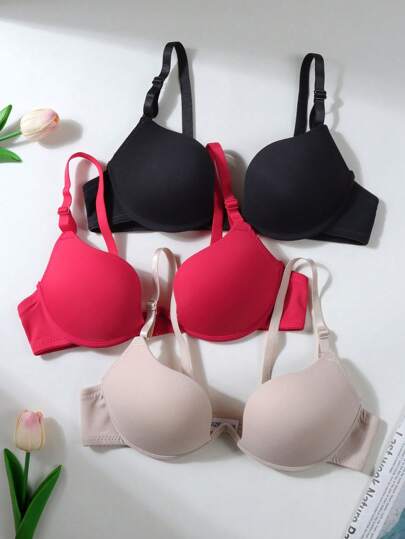 3-delat set med U-kupa-bh för tonårsflickor, BH med vacker rygg för tonårsflickor, push up-bh, flera olika bärstilar att välja mellan, lämplig för 13-16 år