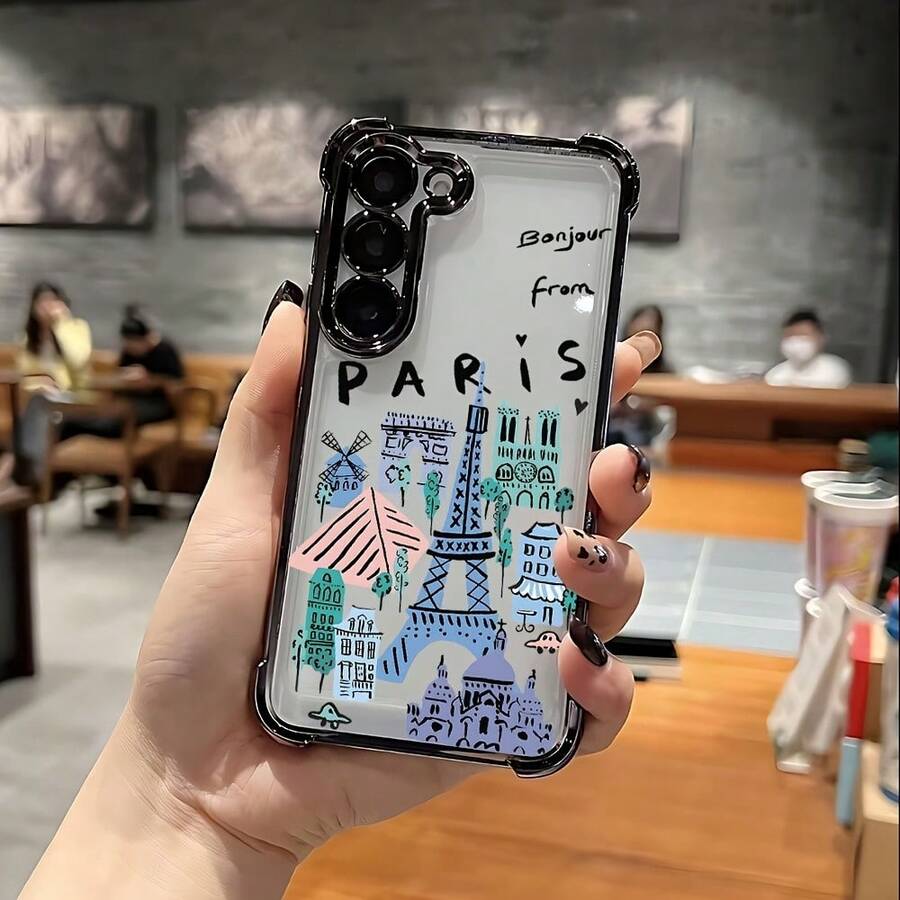 Funda de Teléfono de Landmark de París para Samsung S25, S24, S23 FE Ultra Plus 4G/5G - Funda Transparente Suave a Prueba de Golpes - Colores mixtos - Ver 1