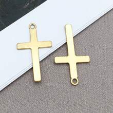 2 件不锈钢金色十字架吊坠，十字架吊坠，适用于 DIY 手链项链耳环链珠宝制作配件 - 金色 - 查看 10