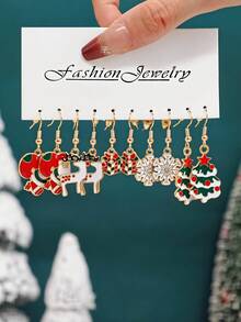 Bộ 10/50 bông tai Giáng sinh thiết kế mới, bông tai Giáng sinh, ông già Noel, chuông tuần lộc, cây thông Noel, người tuyết, người bánh gừng, tất Giáng sinh, hợp kim kẽm, dầu nhỏ giọt, bộ bông tai kết hợp cho nữ - Nhiều màu - Xem 20