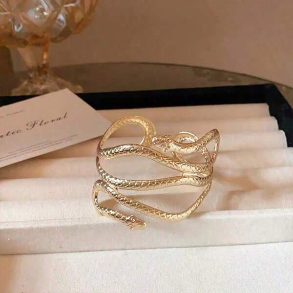 1 pièce Bracelet manchette vintage sexy et créatif en forme de serpent pour le haut du bras pour femmes et adolescentes. Bracelet ouvert et réglable, idéal pour les costumes, les sorties et les bijoux de corps
