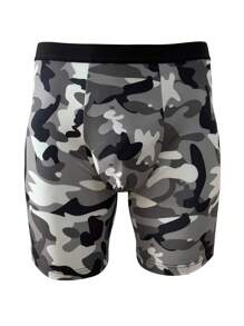 4 件套男士迷彩印花平角内裤套装，长款舒适弹力透气拳击短裤，适合慢跑、运动、健身，多色 - 彩色 - 查看 8