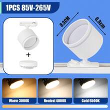 GX53 轨道照明灯具,吸顶式可调射灯,180°旋转,黑/白金属铝+PC,AC85-265V,适用于卧室/书房/客厅/衣橱/展示柜/展厅/商店/画廊/走廊/餐厅/服装店/酒吧(套装包含轨道和连接配件) - 軌道燈照明組GX53燈座模式 - 查看 18