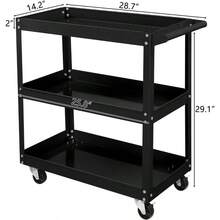 3 Tier Rolling Tool Cart 330 LBS Capacity Industrial Service Cart With Wheels - as pic - View 3