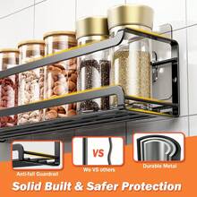 壁挂式香料架 2 件装，节省空间的香料收纳盒，用于收纳香料罐和调味品，螺丝或粘性悬挂式香料架收纳盒，适用于厨房橱柜或食品储藏室门，访问 Bunoxea 商店 - 彩色 - 查看 5