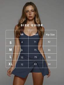 FWH Detachable Bralette & Skirted Shorts With Tummy Control,Yoga-To-Street Versatile Dress With Anti-Peek Design,Feminine Twist-Front Design,Modest Yet Sexy,Cross-Waist Detail & Hip-Skimming Skirted Shorts,Full Coverage Security,Unrestricted Movement For Yoga/Pilates,#GymToGardenParty #FeminineActivewear #ModestButSexy,Twist-Front Workout Dress,Skirted Athletic Dress,Date-Night Ready,Hip-Slimming,Elegant Sports Dress - 藏蓝色 - 查看 8