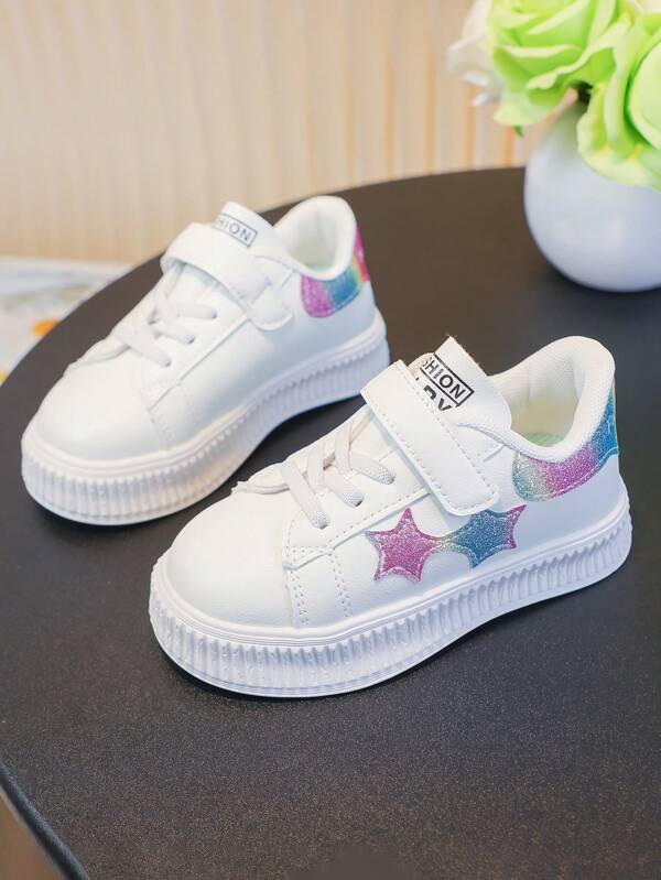 1 Pair Girls Back To School White Shoes. All Season Boys Fashion Versatile Sneakers. Campus Outdoor Running Shoes, Lightweight Soft Skateboard Shoes