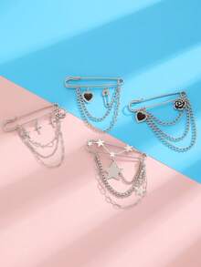 1pc Star, Four-Pointed Star, Heart Crystal, Flower, Cross, Butterfly Element Vintage Style Brooch Pin, Suitable For Daily, Party, Festival Decoration And Wear - Multicolor - View 5