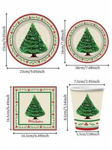 10pcs Christmas Party Disposable Tableware Set, Christmas Tree Disposable Tableware Includes: Paper Plate, Dessert Plate And Napkin, Perfect For Christmas Party Decoration