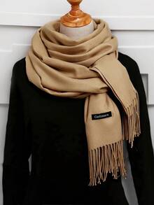 1pc 190*70cm Outdoor Classic Solid Color Windproof Sand Proof Lightweight Shawl Scarf, Suitable For Men And Women For Dress - Khaki - View 15