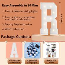 3FT Marquee Light Up Letters, Large Marquee Letters, Mosaic Balloon Frame Letter Big Letter For Engagement Wedding Decorations Birthday Party Backdrop Decor, Balloon Arch Kit - Chữ R - Xem 6