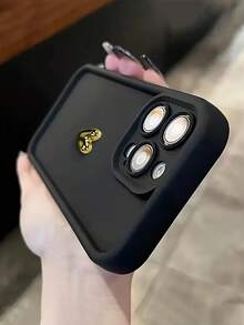 1个豪华3D金色爱心软手机壳，兼容 17/17Air/17Pro/17ProMax/16/16ProMax/16Pro/16Plus/XR/15/14 Pro Max/12/13 Pro/11，柔软TPU糖果壳，防震防摔，全方位保护您的手机。 - 黑色 - 查看 2